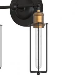 9.84 in. 2-Light U-Shaped Dimmable Black Wall Lamp with Caged Shaded by YANSUN -YANSUN Shop black yansun wall sconces h wl017n1 c3 1000