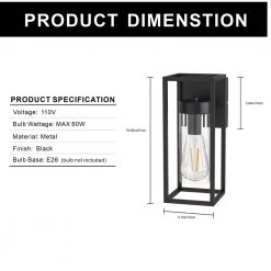 12.6 in. 1-Light Black Wall Lamp with Glass Shaded by YANSUN -YANSUN Shop black yansun wall sconces h wl019 4f 1000