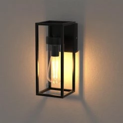 12.6 in. 1-Light Black Wall Lamp with Glass Shaded by YANSUN