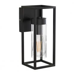 12.6 in. 1-Light Black Wall Lamp with Glass Shaded by YANSUN -YANSUN Shop black yansun wall sconces h wl019 c3 1000