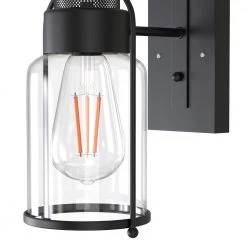 19.3 in. 1-Light Black Glass Wall Lamp with Cylindrical Shape by YANSUN -YANSUN Shop black yansun wall sconces h wl020 1f 1000