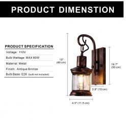 13 in. 1-Light Retro Industrial Style Wall Lamp, Black Wrought Iron Wall Lamp for Bar, Cafe, Restaurant by YANSUN -YANSUN Shop black yansun wall sconces h wl028 4f 1000