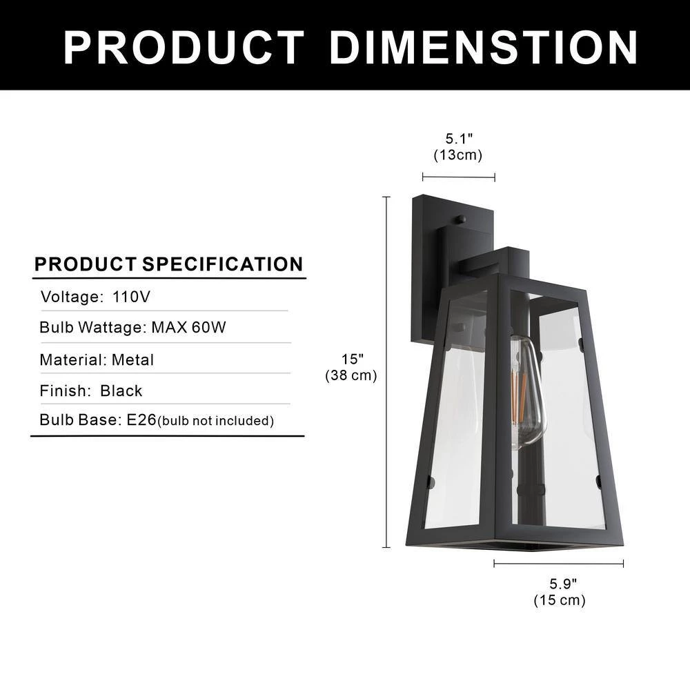 15.7 in. 1-Light Loft Farmhouse Industrial Style Black Wrought Iron Wall Sconce by YANSUN 6 15.7 in. 1-Light Loft Farmhouse Industrial Style Black Wrought Iron Wall Sconce by YANSUN - Image 4