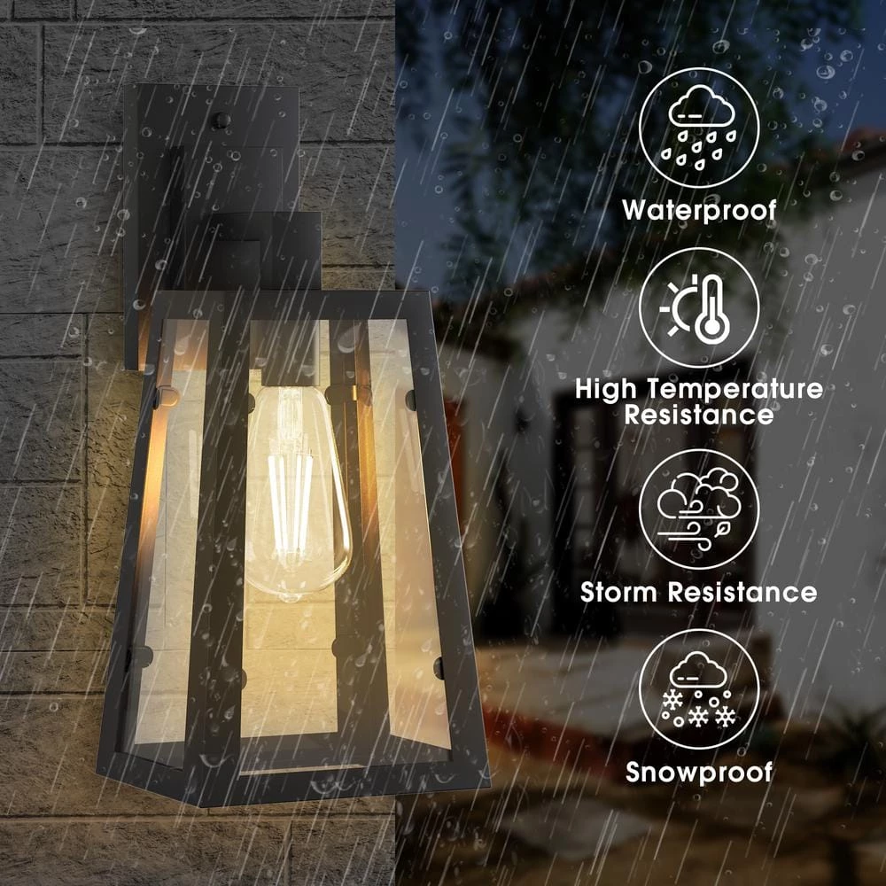 15.7 in. 1-Light Loft Farmhouse Industrial Style Black Wrought Iron Wall Sconce by YANSUN 3 15.7 in. 1-Light Loft Farmhouse Industrial Style Black Wrought Iron Wall Sconce by YANSUN