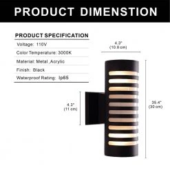 11.81 in. 2-Light Black Cylinder Modern E26 Base LED Indoor/Outdoor Porch Light Wall Lantern Sconce by YANSUN -YANSUN Shop black yansun wall sconces h wl034n1 c3 1000