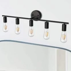 31.5 in. 5-Light Black Metal Wall Sconce Vanity Lighting Without Shade by YANSUN