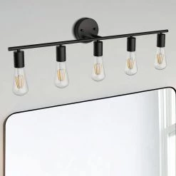 31.5 in. 5-Light Black Metal Wall Sconce Vanity Lighting Without Shade by YANSUN -YANSUN Shop black yansun wall sconces h wl038 c3 1000