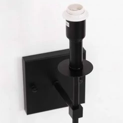 1-Light Black Wall Sconce with White Fabric Shade by YANSUN -YANSUN Shop black yansun wall sconces h wl043b 4f 1000