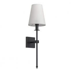1-Light Black Wall Sconce with White Fabric Shade by YANSUN