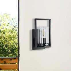 1-Light Modern Black Rectangle Wall Sconce with Clear Glass Shade by YANSUN 14 1-Light Modern Black Rectangle Wall Sconce with Clear Glass Shade by YANSUN -YANSUN Shop black yansun wall sconces h wl058 44 1000