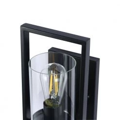1-Light Modern Black Rectangle Wall Sconce with Clear Glass Shade by YANSUN 12 1-Light Modern Black Rectangle Wall Sconce with Clear Glass Shade by YANSUN -YANSUN Shop black yansun wall sconces h wl058 4f 1000