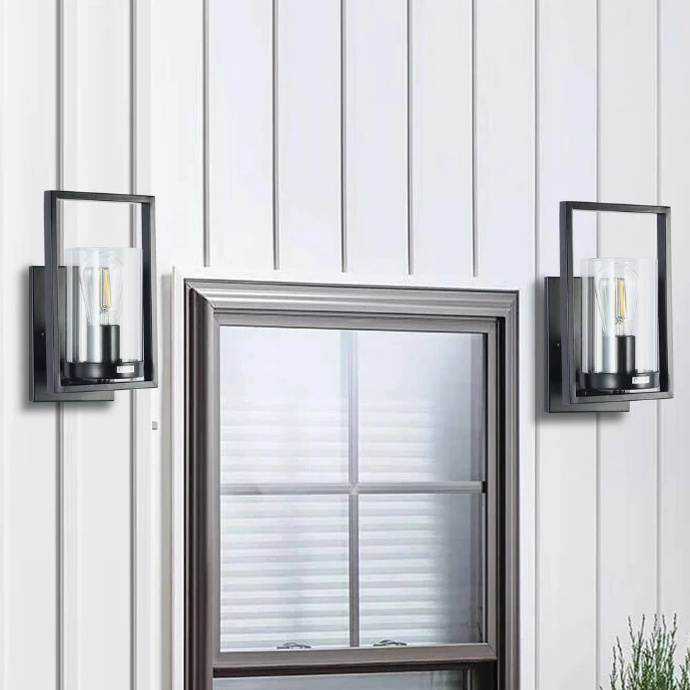 1-Light Modern Black Rectangle Wall Sconce with Clear Glass Shade by YANSUN 9 1-Light Modern Black Rectangle Wall Sconce with Clear Glass Shade by YANSUN - Image 7