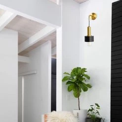 4.72 in. 1-Light Black Metal Wall Sconce Lighting, Modern Brass-Plated Wall Light Fixture by YANSUN -YANSUN Shop black yansun wall sconces h wl064 44 1000