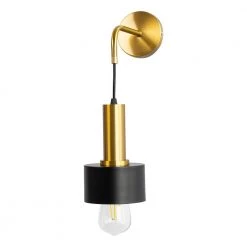 4.72 in. 1-Light Black Metal Wall Sconce Lighting, Modern Brass-Plated Wall Light Fixture by YANSUN