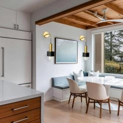 4.72 in. 1-Light Black Metal Wall Sconce Lighting, Modern Brass-Plated Wall Light Fixture by YANSUN -YANSUN Shop black yansun wall sconces h wl064 76 1000