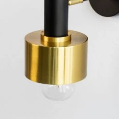 4.72 in. 1-Light Black Metal Wall Sconce Lighting, Modern Brass-Plated Wall Light Fixture by YANSUN -YANSUN Shop black yansun wall sconces h wl065 1f 1000