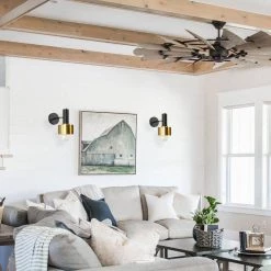 4.72 in. 1-Light Black Metal Wall Sconce Lighting, Modern Brass-Plated Wall Light Fixture by YANSUN -YANSUN Shop black yansun wall sconces h wl065 fa 1000