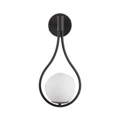 7.87 in. 1-Light Black Modern Globe Wall Sconce with Frosted Glass Shade by YANSUN