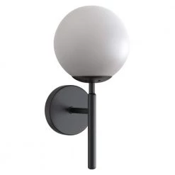 5.91 in. 1-Light Black Modern Globe Wall Sconce with Frosted Glass Shade by YANSUN