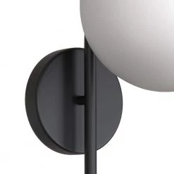 7.87 in. 1-Light Black Modern Globe Wall Sconce with Frosted Glass Shade by YANSUN -YANSUN Shop black yansun wall sconces h wl070b 4f 1000