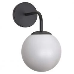 5.91 in. 1-Light Black Modern Globe Wall Sconce with Frosted Glass Shade by YANSUN