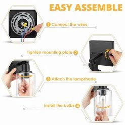 4 in. 1-Light Modern Black Indoor Wall Farmhouse Sconce with Clear Glass Shade (2-Pack) by YANSUN 17 4 in. 1-Light Modern Black Indoor Wall Farmhouse Sconce with Clear Glass Shade (2-Pack) by YANSUN -YANSUN Shop black yansun wall sconces h wl078b 2 76 1000