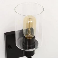 4 in. 1-Light Modern Black Indoor Wall Sconce Farmhouse with Clear Glass Shade (2-Pack) by YANSUN -YANSUN Shop black yansun wall sconces h wl078b 2n1 4f 1000