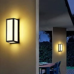15.7 in. Black Cylinder Modern Integrated LED Indoor/Outdoor Porch Light Wall Lantern Sconce with White Shade by YANSUN -YANSUN Shop black yansun well lights h wl032 40 1000