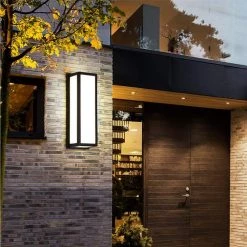 15.7 in. Black Cylinder Modern Integrated LED Indoor/Outdoor Porch Light Wall Lantern Sconce with White Shade by YANSUN -YANSUN Shop black yansun well lights h wl032 4f 1000