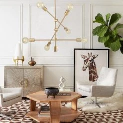 6-Light Modern Brass Gold Sputnik Chandelier, Industrial Living Room Pendant Light Fixture by YANSUN -YANSUN Shop brass gold yansun chandeliers h dz070n1 44 1000