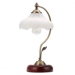 16.93 in. 1-Light Brass Retro Dome Metal Table Lamp with Glass Shade by YANSUN