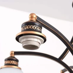 6-Light Oil Rubbed Bronze Chandelier with Frosted White Glass Shades by YANSUN -YANSUN Shop bronze yansun chandeliers h dz109 1f 1000