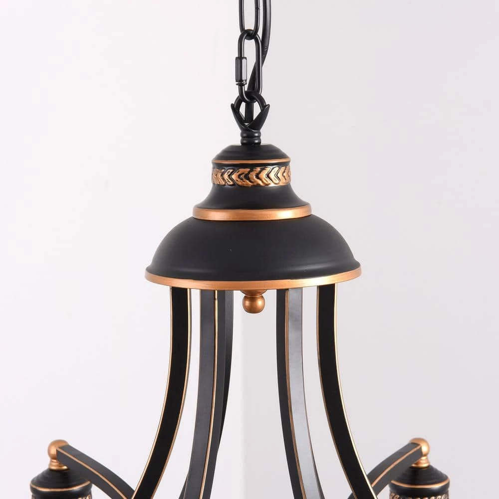 6-Light Oil Rubbed Bronze Chandelier with Frosted White Glass Shades by YANSUN 6 6-Light Oil Rubbed Bronze Chandelier with Frosted White Glass Shades by YANSUN - Image 4