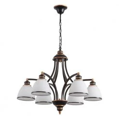 6-Light Oil Rubbed Bronze Chandelier with Frosted White Glass Shades by YANSUN