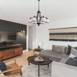 6-Light Oil Rubbed Bronze Chandelier with Frosted White Glass Shades by YANSUN 17 6-Light Oil Rubbed Bronze Chandelier with Frosted White Glass Shades by YANSUN -YANSUN Shop bronze yansun chandeliers h dz109n1 76 1000