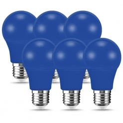 60-Watt Equivalent A19 9W Non-Dimmable Blue LED Colored Light Bulb E26 Base (6-Pack) by YANSUN