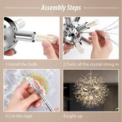 8-Light Chrome Dandelion Chandelier and Globe Starburst Pendant Light with Crystal Dangles by YANSUN -YANSUN Shop chrome yansun chandeliers h dz022 1f 1000