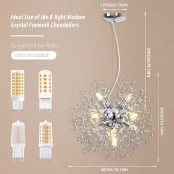8-Light Chrome Dandelion Chandelier and Globe Starburst Pendant Light with Crystal Dangles by YANSUN -YANSUN Shop chrome yansun chandeliers h dz022 c3 1000