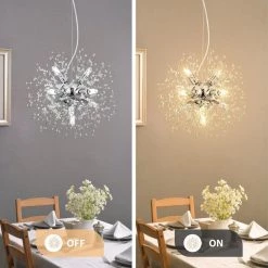 8-Light Chrome Dandelion Chandelier and Globe Starburst Pendant Light with Crystal Dangles by YANSUN -YANSUN Shop chrome yansun chandeliers h dz022 fa 1000
