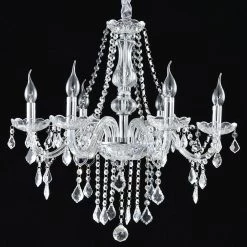 6-Light Chrome Candlestick Crystal Chandelier with K9 Crystal Shade by YANSUN
