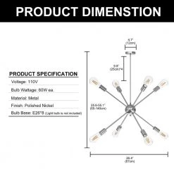 8-Light Chrome Unique Modern Sputnik Chandelier Pendant Light by YANSUN -YANSUN Shop chrome yansun chandeliers h dz085sn1 c3 1000