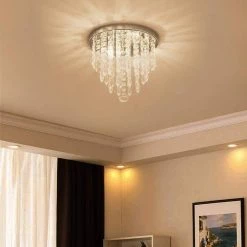 9 in. 2-Light Chrome Flush Mount Chandelier UL Listed with K9 Crystals by YANSUN -YANSUN Shop chrome yansun flush mount lights h cl002 1f 1000