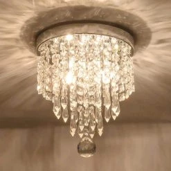 9 in. 2-Light Chrome Flush Mount Chandelier UL Listed with K9 Crystals by YANSUN -YANSUN Shop chrome yansun flush mount lights h cl002 c3 1000