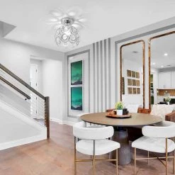 7 in. 1-Light Chrome Ceiling Light Semi-Flush Mount with Antique Metal Crystal Shade (2-Pack) by YANSUN -YANSUN Shop chrome yansun flush mount lights h cl003s 2 1f 1000