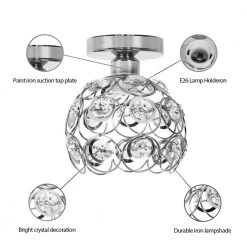 7 in. 1-Light Chrome Ceiling Light Semi-Flush Mount with Antique Metal Crystal Shade (2-Pack) by YANSUN -YANSUN Shop chrome yansun flush mount lights h cl003s 2 44 1000