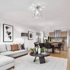 7 in. 1-Light Chrome Ceiling Light Semi-Flush Mount with Antique Metal Crystal Shade (2-Pack) by YANSUN -YANSUN Shop chrome yansun flush mount lights h cl003s 2 fa 1000