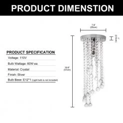 7.8 in. 1-Light Chrome Flush Mount Chandelier UL Listed with K9 Crystals by YANSUN -YANSUN Shop chrome yansun flush mount lights h cl026 c3 1000