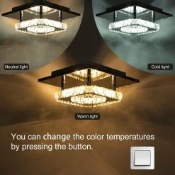 8.27 in. Chrome Crystal Integrated LED Flush Mount Kitchen Ceiling Light Fixture by YANSUN -YANSUN Shop chrome yansun flush mount lights h cl034 4f 1000