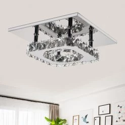 8.27 in. Chrome Crystal Integrated LED Flush Mount Kitchen Ceiling Light Fixture by YANSUN -YANSUN Shop chrome yansun flush mount lights h cl034 76 1000