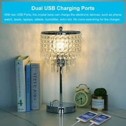 17 in. Chrome 3-Way Dimmable Touch Control Crystal Table Lamp with Dual USB Charging Ports by YANSUN 15 17 in. Chrome 3-Way Dimmable Touch Control Crystal Table Lamp with Dual USB Charging Ports by YANSUN -YANSUN Shop chrome yansun table lamps h dl013 44 1000